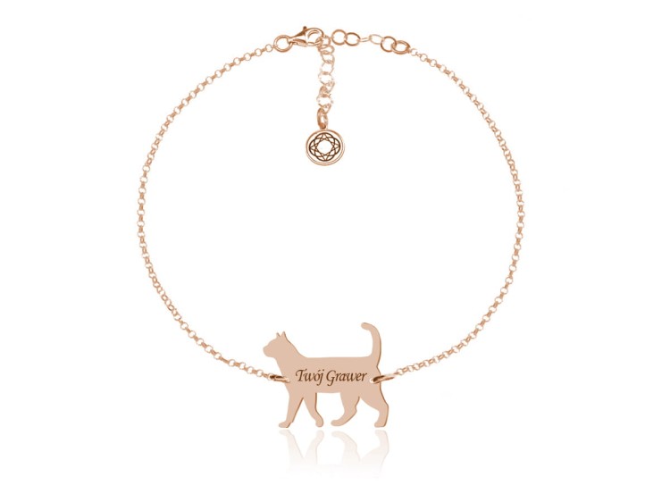 bransoletka z kotem różowe złoto