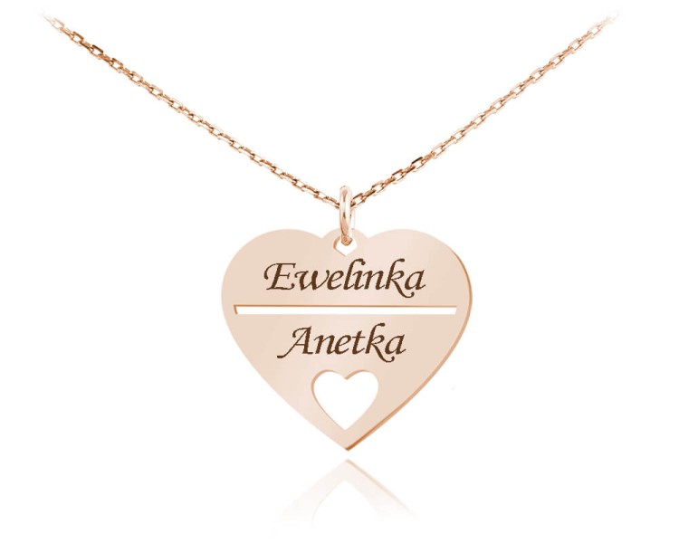 naszyjnik serce z grawerem rose gold