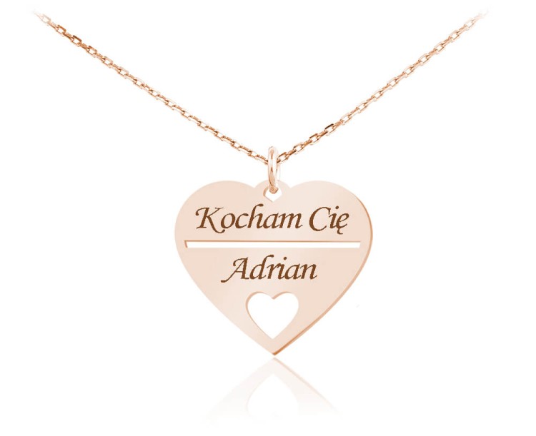 naszyjnik łańcuszek serce grawer