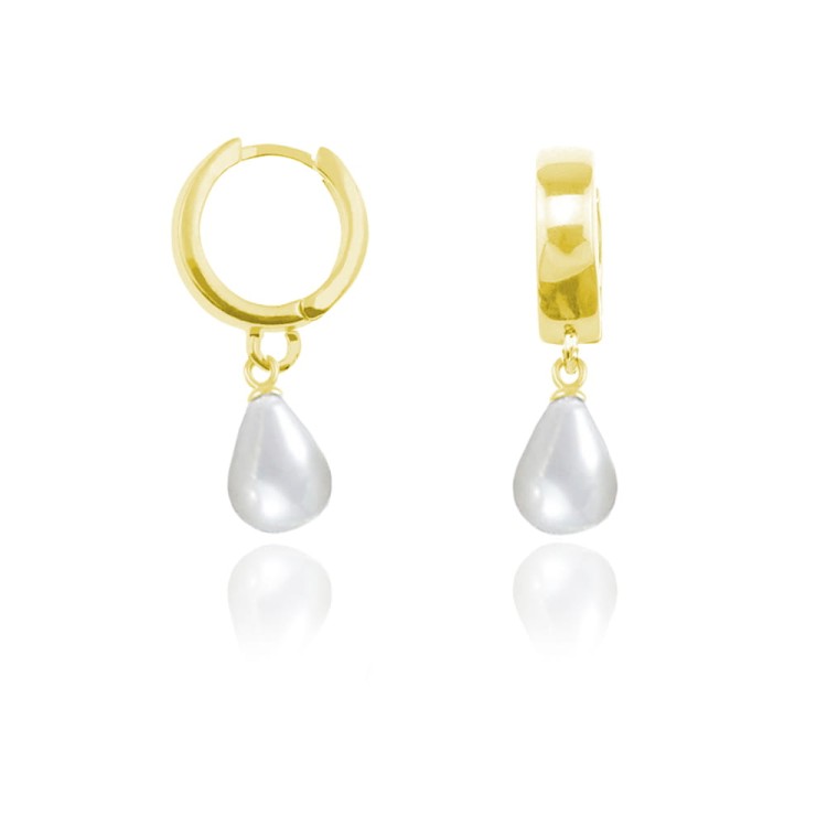 kolczyki z naturalną perłą seashell majorka złote