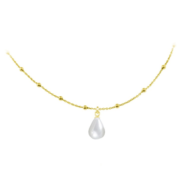 naszyjnik łańcuszek kulki perła naturalna złoty