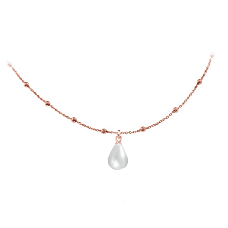 naszyjnik łańcuszek kulki perła naturalna różowe złoto