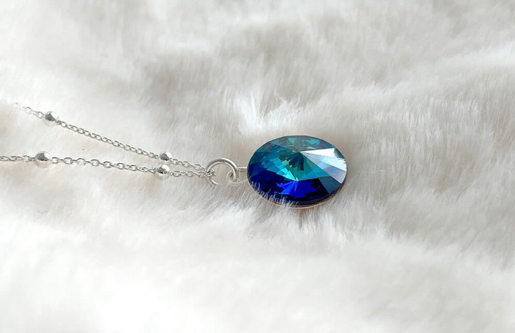 naszyjnik łańcuszek kulki kryształ okrągły