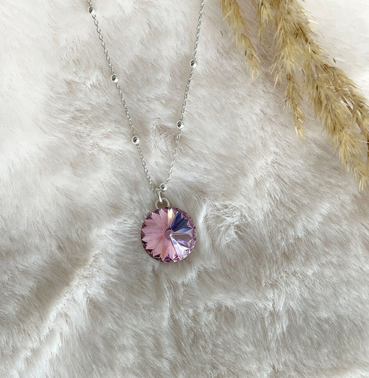 naszyjnik łańcuszek kulki light amethyst