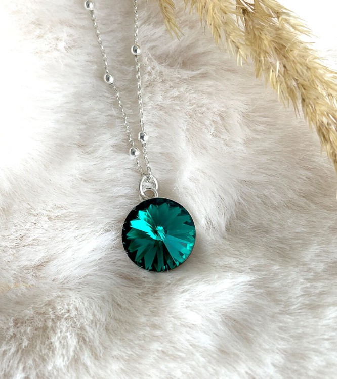 naszyjnik łańcuszek kulki emerald szmaragd