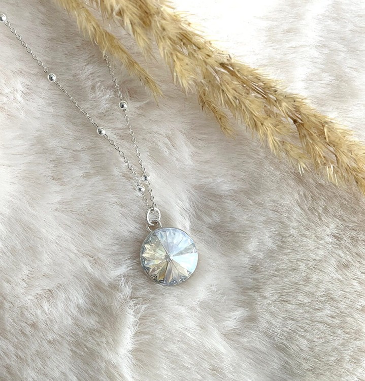 naszyjnik łańcuszek kulki kryształ moonlight