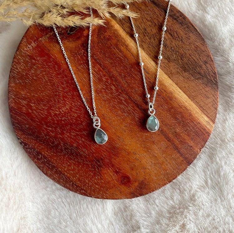naszyjnik łąńcuszek kulki naturalny labradoryt