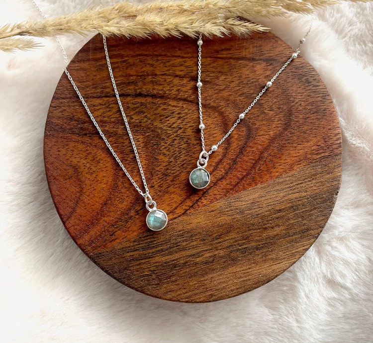 naszyjnik łańcuszek kulki naturalny labradoryt