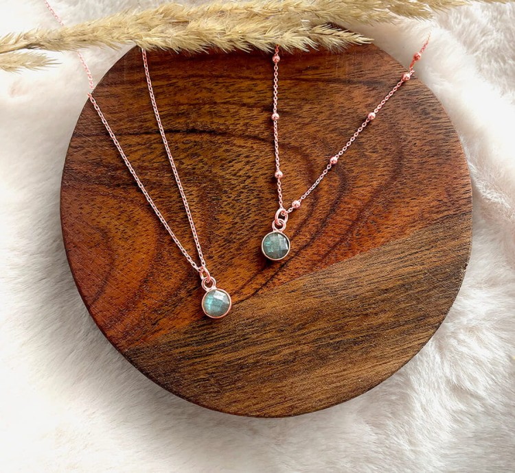 naszyjnik łańcuszek ankier kulki naturalny labradoryt