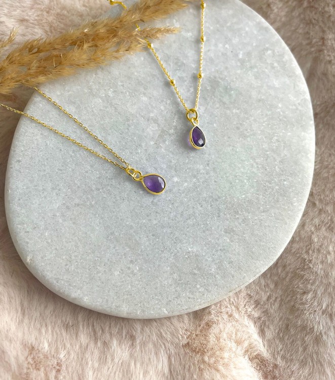 naszyjnik łańcuszek naturalny ametyst