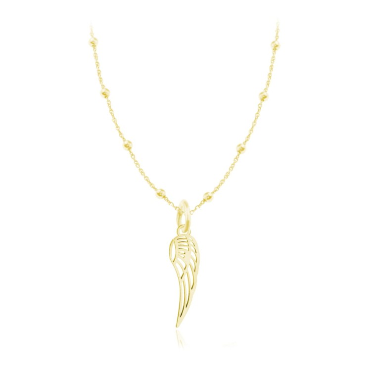 naszyjnik łańcuszek kulki ze skrzydłem złoty
