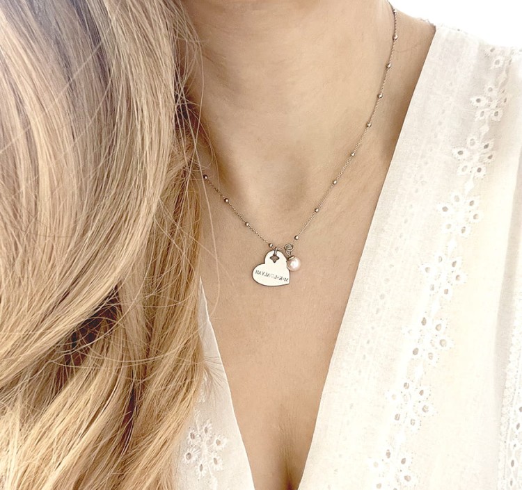 naszyjnik serce i perła