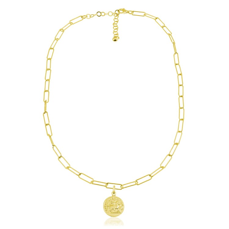 naszyjnik duże oczka moneta złoty