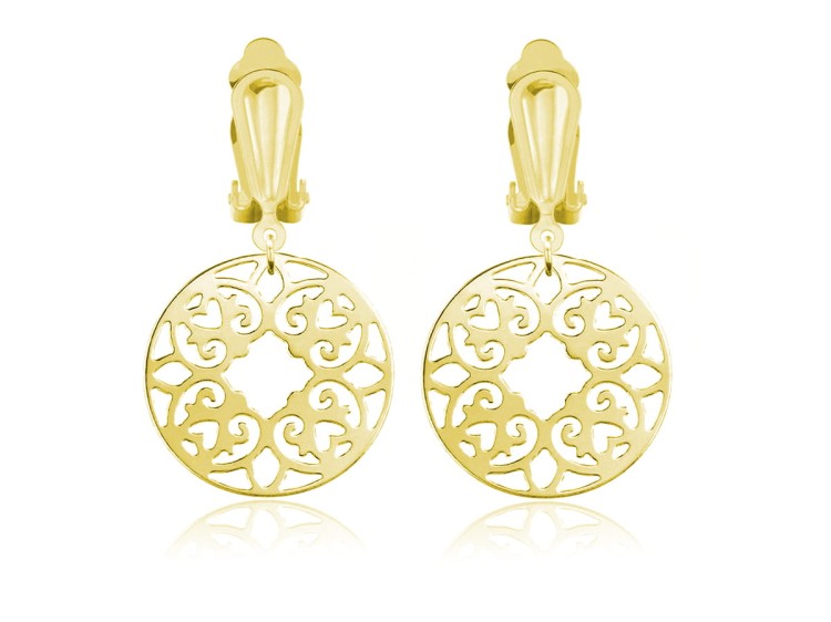 klipsy srebro złote rozeta