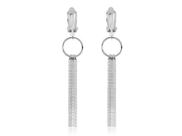 klipsy srebro koło łańcuszki długie