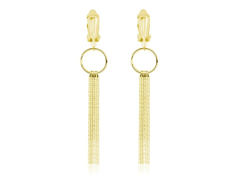 klipsy złote łańcuszki długie