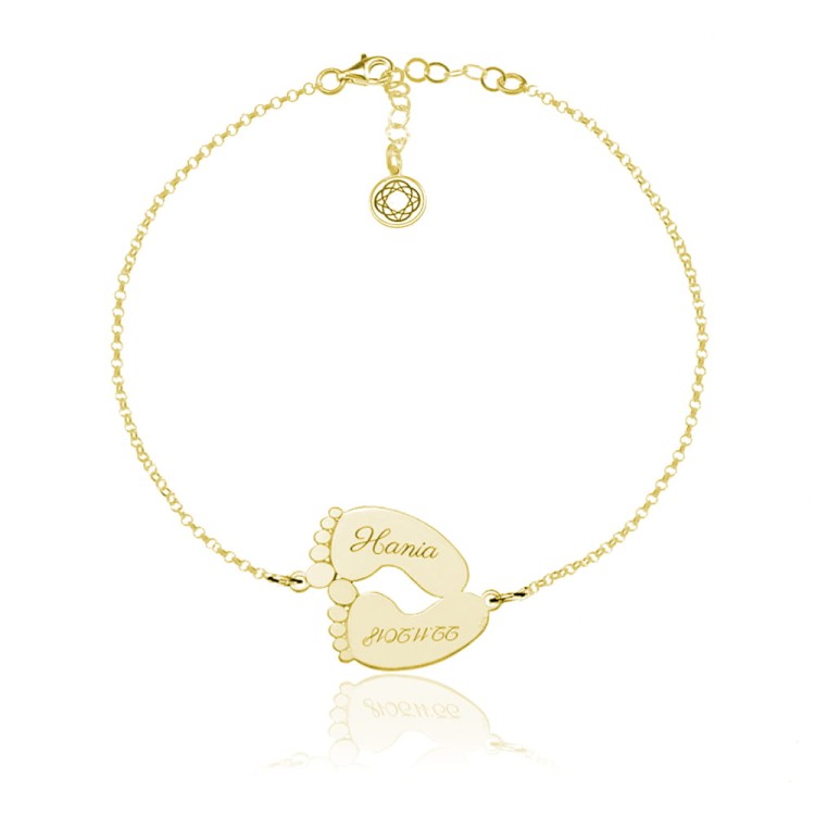 bransoletka stópki dla mamy złota