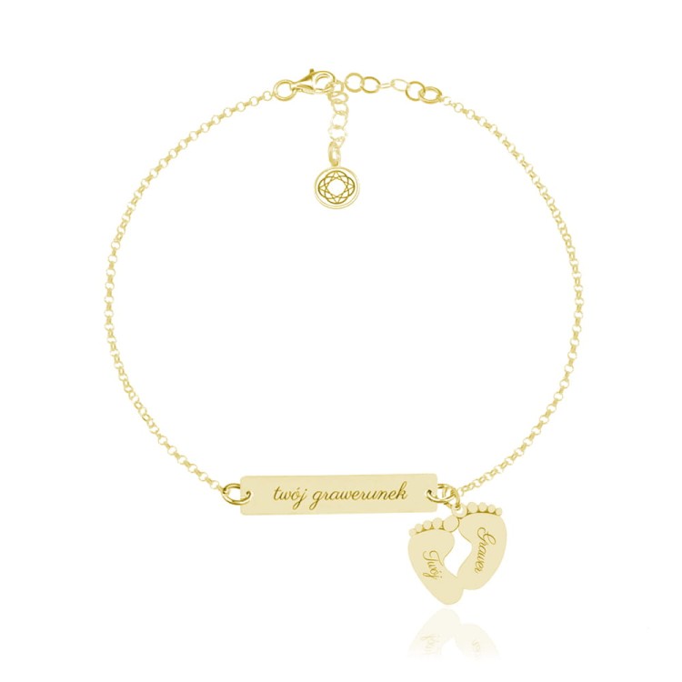 bransoletka złota stópki grawer dla mamy
