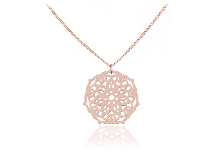 naszyjnik rozeta mandala różowe złoto