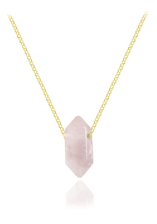 naszyjnik kryształ górski różowy złoty