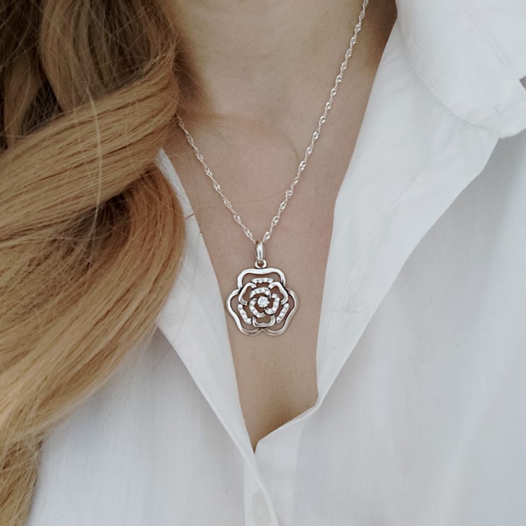 naszyjnik róża cyrkonie