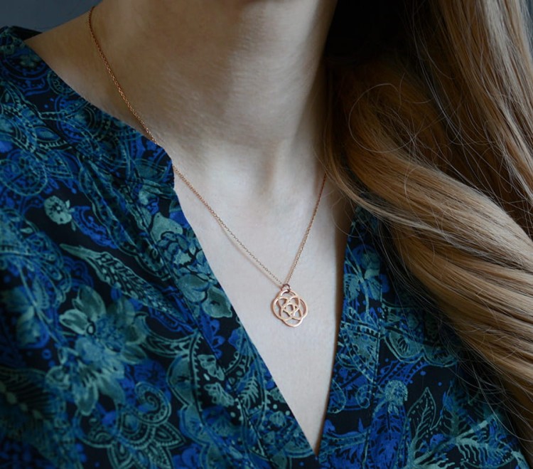 naszyjnik symbol Ikigai różowe złoto
