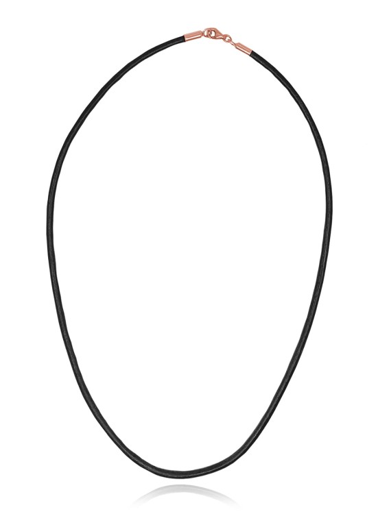 naszyjnik rzemień skórzany czarny rose gold