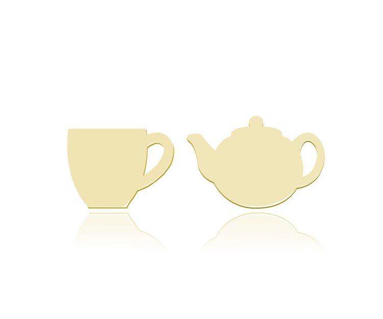 kolczyki kawa dzbanek filiżanka kubek złocone