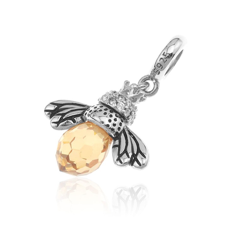 charms zawieszka modułowa do bransoletek beads pszczólka z cyrkonia