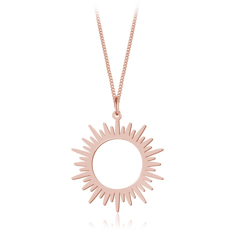 naszyjnik z motywem słońca różowe złoto łańcuszek pancerka