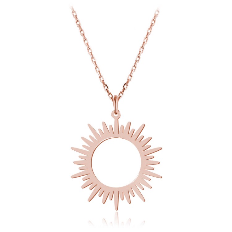 naszyjnik z motywem słońca różowe złoto łańcuszek ankier