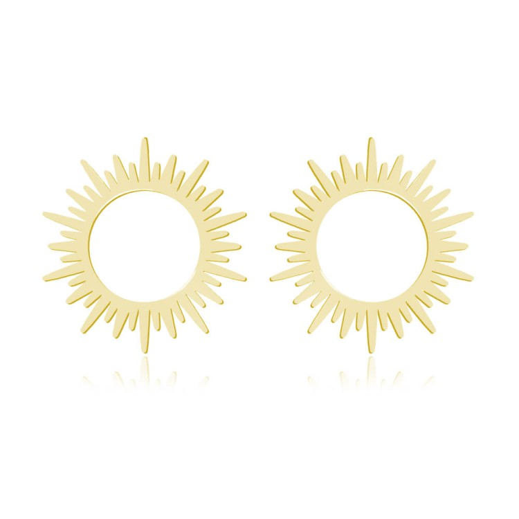 kolczyki słońca sztyfty złote