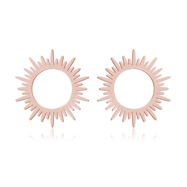 kolczyki słońca sztyfty różowe złoto