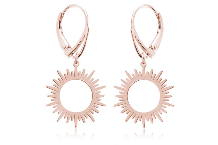 kolczyki wiszące angielskie słońce różowe złoto