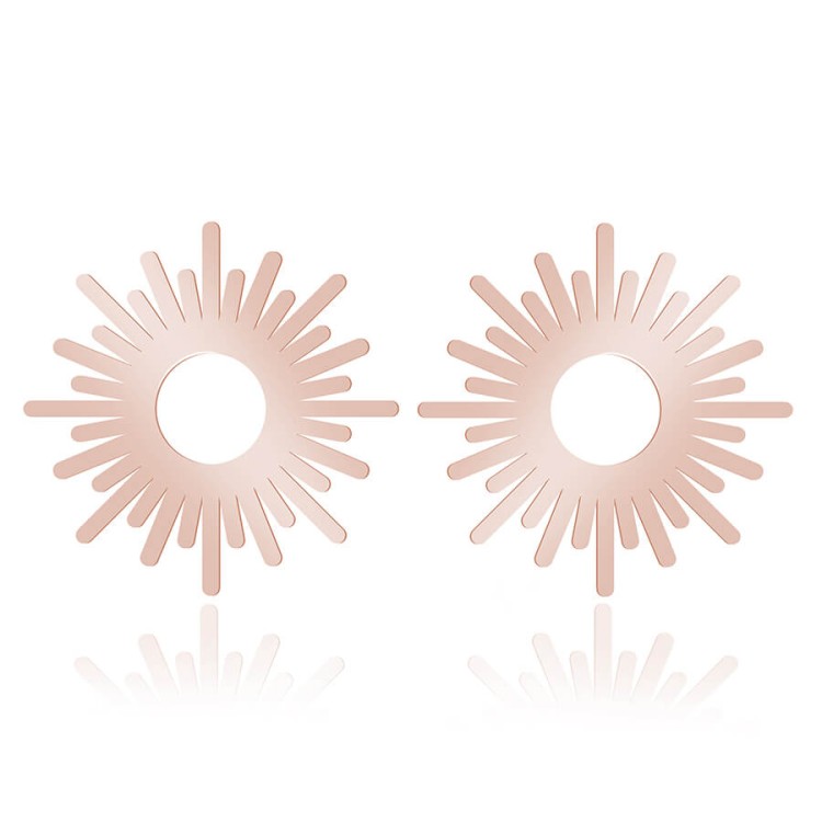 kolczyki słońca różowe złoto
