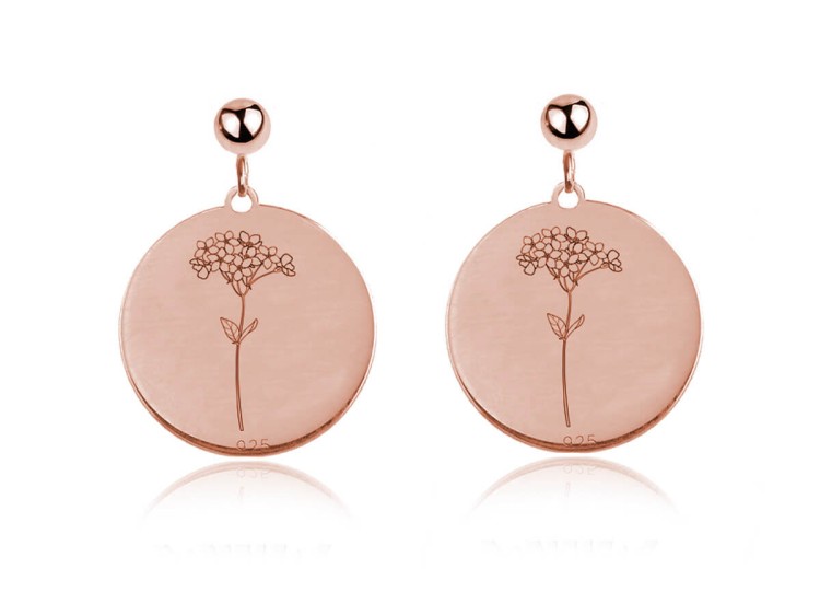 kolczyki niezapominajki różowe złoto