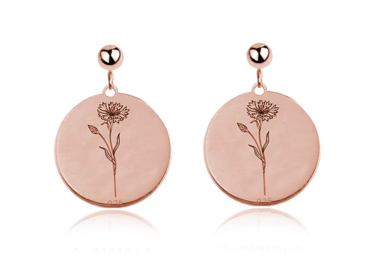 kolczyki chabry różowe złoto