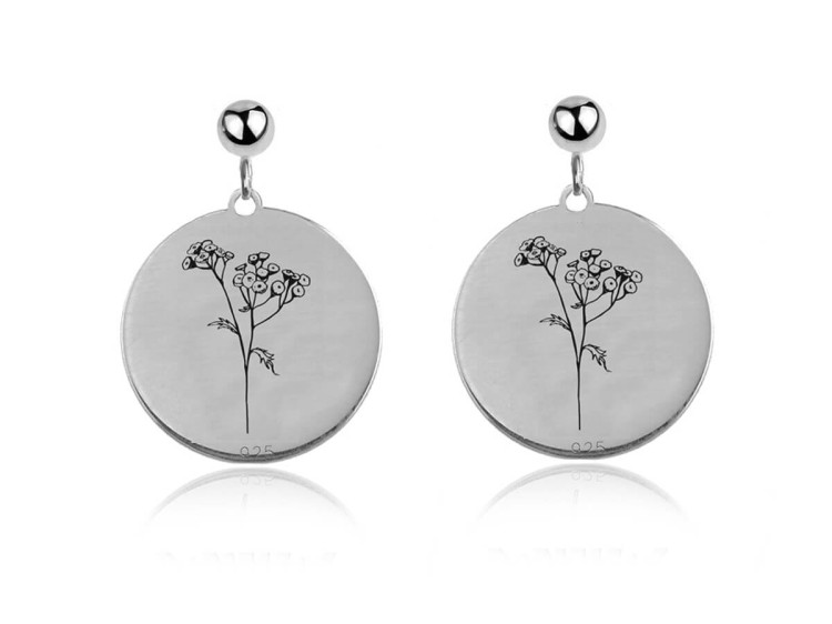 kolczyki kwiaty wrotycz platynowane