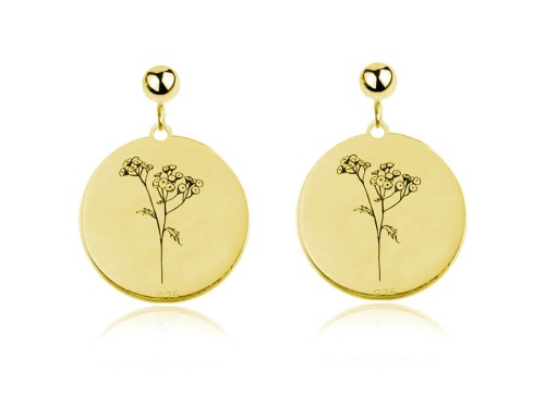 kolczyki kwiaty wrotycz złote