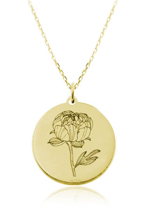 naszyjnik z piwonią peonią 24k złocenie