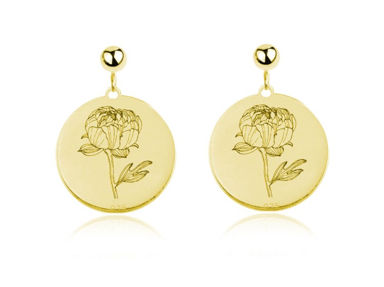 kolczyki z peonią złote