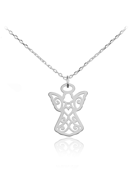 naszyjnik z aniołkiem ażurowym splot łańcuszka ankier