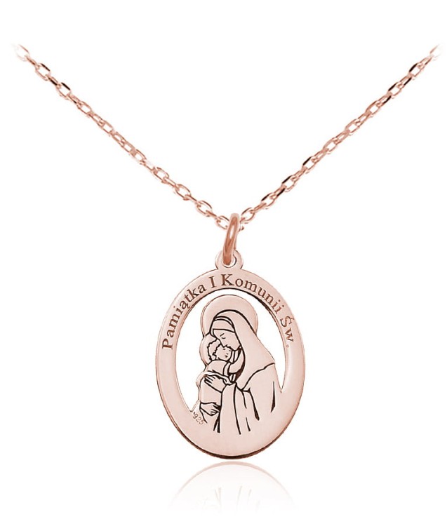 medalik z Matką Boską splot łańcuszka ankier