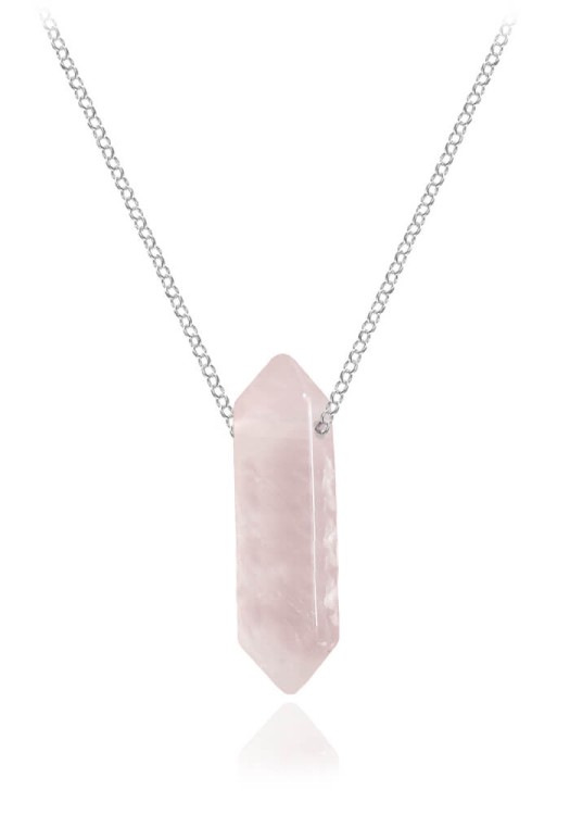 naszyjnik różowy kryształ górski