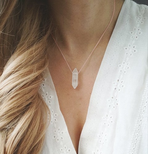 nasyzjnik różowe złoto z kryształem górskim