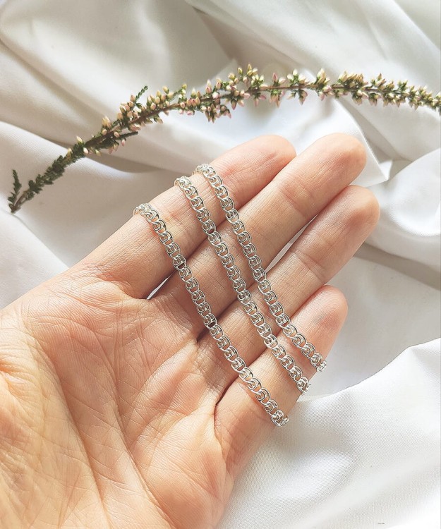 łańcuszek srebrny splot love