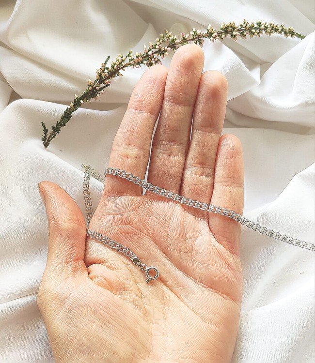 łańcuszek srebrny splot love