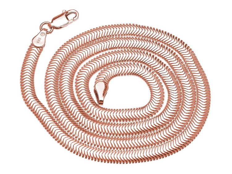 łańcuszek płaska szeroka zmijka różowe złoto