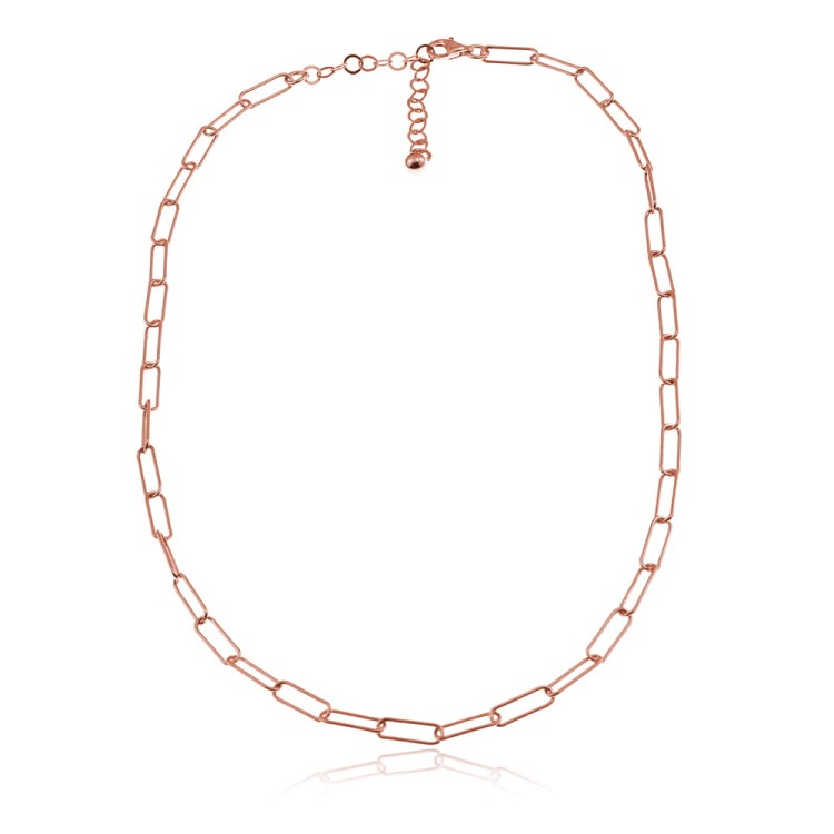 łańcuszek spinacz prostokątne ogniwka różowe złoto