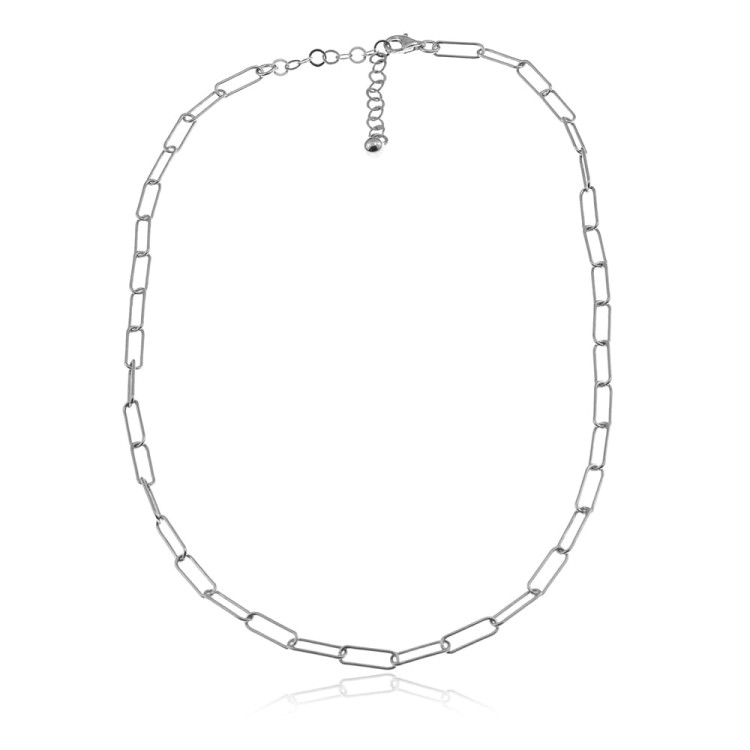 łańcuszek spinacz prostokątne ogniwka platynowany